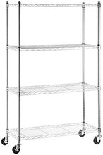 Carica l'immagine nel visualizzatore di Gallery, AmazonBasics - Scaffalatura a 4 ripiani, su rotelle, Cromo - Ilgrandebazar