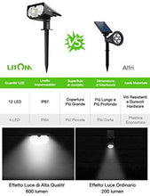 Carica l'immagine nel visualizzatore di Gallery, LITOM 12 LED Luci Solari da Esterno, IP67 Faretti a Paesaggio 2 pezzi