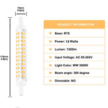 Carica l'immagine nel visualizzatore di Gallery, Bonlux Lampadina 15W R7S 2-Pezzi 118MM NEW Non-dim, Bianco Calda - Ilgrandebazar