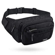 Carica l'immagine nel visualizzatore di Gallery, FREETOO Marsupio con 5 Tasche Bum Bag cintura regolabile Nero