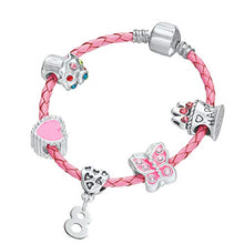 Carica l'immagine nel visualizzatore di Gallery, Hut - Bracciale in pelle rosa con ciondoli, per bambini, sacchetto... - Ilgrandebazar