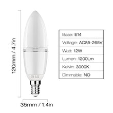 Carica l'immagine nel visualizzatore di Gallery, Yiizon LED E14 12W lampadine a candela, 100W equivalenti a Bianca Calda - Ilgrandebazar