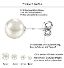 Carica l'immagine nel visualizzatore di Gallery, Finrezio 4 Paia Orecchini A Bottone In Argento Sterling Con Perla D'acqua... - Ilgrandebazar