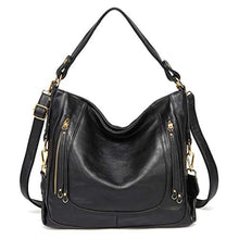 Carica l'immagine nel visualizzatore di Gallery, Kasgo Borsa Donna, Grande Borse Tracolla Pelle PU a Spalla Moda Nero