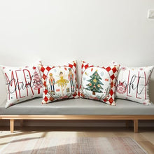 Carica l'immagine nel visualizzatore di Gallery, ARNTY Natale Federe Cuscini Divano 45x45, Natale Federe Cuscino,Cuscini Natalizi,Copricuscini Divano Set di 4 Fodere Cuscini Moderna Federe Decorative Camera da Letto Divano Cuscino per Esterno