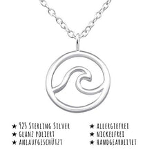Carica l'immagine nel visualizzatore di Gallery, Monkimau - Collana da donna con ciondolo a forma di onda, in argento...