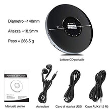 Carica l'immagine nel visualizzatore di Gallery, PUMPKIN Lettore CD Portatile con batteria ricaricabile e cuffie 12 Ore 02
