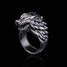 Carica l'immagine nel visualizzatore di Gallery, V-zone Ice Wolf in Acciaio Inox Argento Anello Inspired by Game of Thrones - Ilgrandebazar