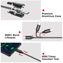 Carica l'immagine nel visualizzatore di Gallery, GIANAC Cavo USB C, [5Pezzi, 0.25m 0.5m 1m 2m 3m] Nylon Nero + Argento