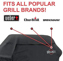 Carica l'immagine nel visualizzatore di Gallery, Grillman Premium BBQ Grill, Resistente Copertura per Barbecue Weber, Brinkmann, Char Broil, ECC. Resistente agli Strappi, ai Raggi UV e all'Acqua, 147 cm, Nero