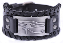 Carica l'immagine nel visualizzatore di Gallery, TEAMER vintage amuleto occhio di Horus Leather Antique Silver,black - Ilgrandebazar