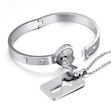 Carica l'immagine nel visualizzatore di Gallery, JewelryWe Gioielli Bracciale e Collana da Uomo Donna 2pezzi Acciaio Argento - Ilgrandebazar