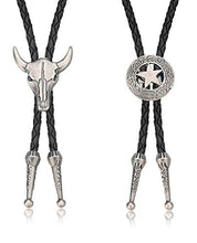 Carica l'immagine nel visualizzatore di Gallery, Milacolato 2Pcs Cravatta in Pelle Cranio Teschio Texas Ranger... - Ilgrandebazar