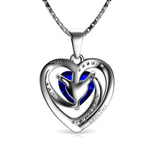 Carica l'immagine nel visualizzatore di Gallery, DEPHINI Blu Collana Cuore – 925 argento ciondolo a forma di cuore con... - Ilgrandebazar