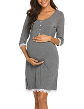 Carica l'immagine nel visualizzatore di Gallery, MAXMODA Pigiama Camicia da Notte Premaman maternità Allattamento XL, Grigio - Ilgrandebazar