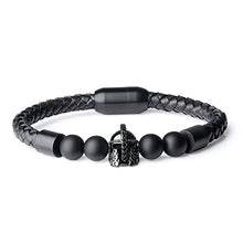 Carica l'immagine nel visualizzatore di Gallery, COAI Bracciale Bolo da Uomo In Vera Pelle Intrecciata con Perle in Onice Elmo