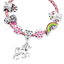 Carica l'immagine nel visualizzatore di Gallery, Braccialetto in pelle rosa da ragazza con charm e inserto a forma di... - Ilgrandebazar