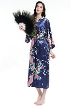 Carica l'immagine nel visualizzatore di Gallery, BABEYOND Vestaglia Kimono Donna Lungo Pigiama Blu Scuro - Ilgrandebazar