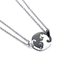 Carica l'immagine nel visualizzatore di Gallery, Coppia di ciondoli da uomo e donna, a forma gatto, Yin Yang in acciaio... - Ilgrandebazar