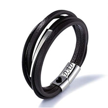 Carica l'immagine nel visualizzatore di Gallery, Gkmamrg - Bracciale da uomo in pelle con incisione DAD, confezione...