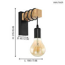 Carica l'immagine nel visualizzatore di Gallery, EGLO 32917 - Applique da parete in metallo, Nero/Legno [Classe di efficienza...