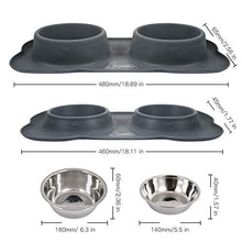 Carica l'immagine nel visualizzatore di Gallery, Pecute Ciotole per Cani Gatti in Acciaio Inox con Tappetino 2 x 400 ml - Ilgrandebazar