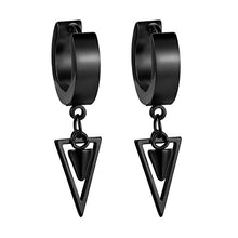 Carica l'immagine nel visualizzatore di Gallery, JewelryWe Orecchini da Uomo Donna a Cerchio con Pendente in Nero - Ilgrandebazar