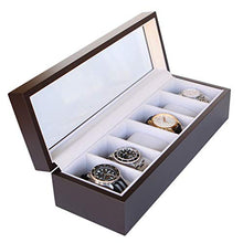 Carica l'immagine nel visualizzatore di Gallery, Custodia Compatta in Legno per Orologi con Coperchio Vetro di Espresso - Ilgrandebazar