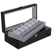Carica l'immagine nel visualizzatore di Gallery, SONGMICS Scatola Porta Orologi a 2 Livelli con 6 Scomparti, Custodia per... - Ilgrandebazar