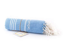 Carica l'immagine nel visualizzatore di Gallery, LeStoff Telo Mare Fouta da Bagno XXL 100% 100 x 180 cm, Light Blue