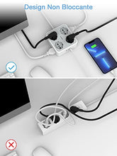 Carica l'immagine nel visualizzatore di Gallery, TESSAN Ciabatta Multipresa con USB, Multipresa Elettrica con 4 Schuko e 4 Bivalenti 10A/16A, Ciabatta Multipresa con 3 USB e Interruttore Bipolare, Multipresa con Cavo 2M e Spina 16A, 3680W