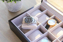Carica l'immagine nel visualizzatore di Gallery, Custodia per Orologi in Legno Color Caffè con Coperchio Vetro 12 Espresso - Ilgrandebazar