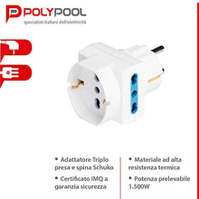Carica l'immagine nel visualizzatore di Gallery, Poly Pool PP2351 Adattatore Triplo con 2 Prese Bivalenti, 1 Presa Bianco - Ilgrandebazar