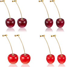 Carica l'immagine nel visualizzatore di Gallery, 4 Paia Orecchini di Ciliegio Ciliegia Dolce 3D Pendenti... - Ilgrandebazar
