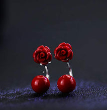 Carica l'immagine nel visualizzatore di Gallery, Orecchini Donna in Argento 925 con Rosa Rossi Perla - Il Regalo...