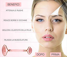 Carica l'immagine nel visualizzatore di Gallery, Derma Roller Quarzo Rosa 100% Trattamento Viso Rilassante Linfodrenante... - Ilgrandebazar