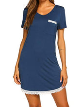 Carica l'immagine nel visualizzatore di Gallery, MAXMODA Camicie da Notte Donna Comodo Semplice Pigiami Camici S, Blu - Ilgrandebazar