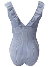 Carica l'immagine nel visualizzatore di Gallery, Yuson Girl Bikini Intero Sexy Donna,V Neck Swimsuit Push L, Blu