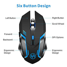 Carica l'immagine nel visualizzatore di Gallery, TENMOS X96 Ricaricabile Wireless Gaming Mouse, Ottico Retroilluminato Mouse...