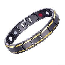 Carica l'immagine nel visualizzatore di Gallery, Magnetico bracciale per uomo, oro nero titanio acciaio terapia magnetica... - Ilgrandebazar