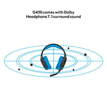 Carica l'immagine nel visualizzatore di Gallery, Logitech G430 Cuffie da Gioco con 7.1 Dolby Surround Sound, Nero/Blu