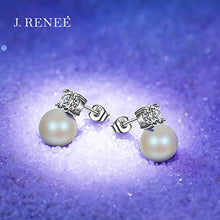 Carica l'immagine nel visualizzatore di Gallery, J. RENEÉ Regalo San Valentino, Orecchini Donna, argento Bianca 8mm - Ilgrandebazar
