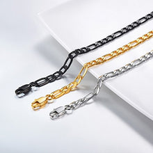 Carica l'immagine nel visualizzatore di Gallery, PROSTEEL Uomo Bracciale Catena Figaro Semplice in Acciaio 6 Mm - Oro - Ilgrandebazar
