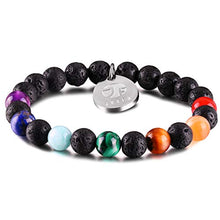 Carica l'immagine nel visualizzatore di Gallery, JOXFA Naturale Genuine 7 Chakra Gemstone Uomo Donna 8mm Lava B - Ilgrandebazar