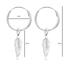 Carica l'immagine nel visualizzatore di Gallery, TJS Orecchini a Cerchio con Pendenti Piuma Argento 925 Senza Nichel... - Ilgrandebazar