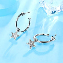 Carica l'immagine nel visualizzatore di Gallery, Lydreewam Orecchini Cerchio Donna Argento Sterling 925 Stella/Luna Stella - Ilgrandebazar