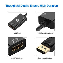 Carica l'immagine nel visualizzatore di Gallery, Rankie Adattatore DisplayPort a HDMI, Risoluzione 4K Convertitore, Nero