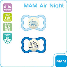 Carica l'immagine nel visualizzatore di Gallery, MAM, ciuccio in silicone Air Night, 6-16 blau