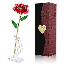Carica l'immagine nel visualizzatore di Gallery, FUNINGEEK 24k Rosa Placcato Oro con Scatola Regalo e Supporto, Rosso