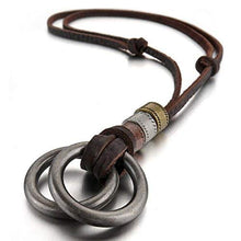 Carica l'immagine nel visualizzatore di Gallery, Mendino Ciondolo da uomo a doppio cerchio in lega d'argento con collana in... - Ilgrandebazar